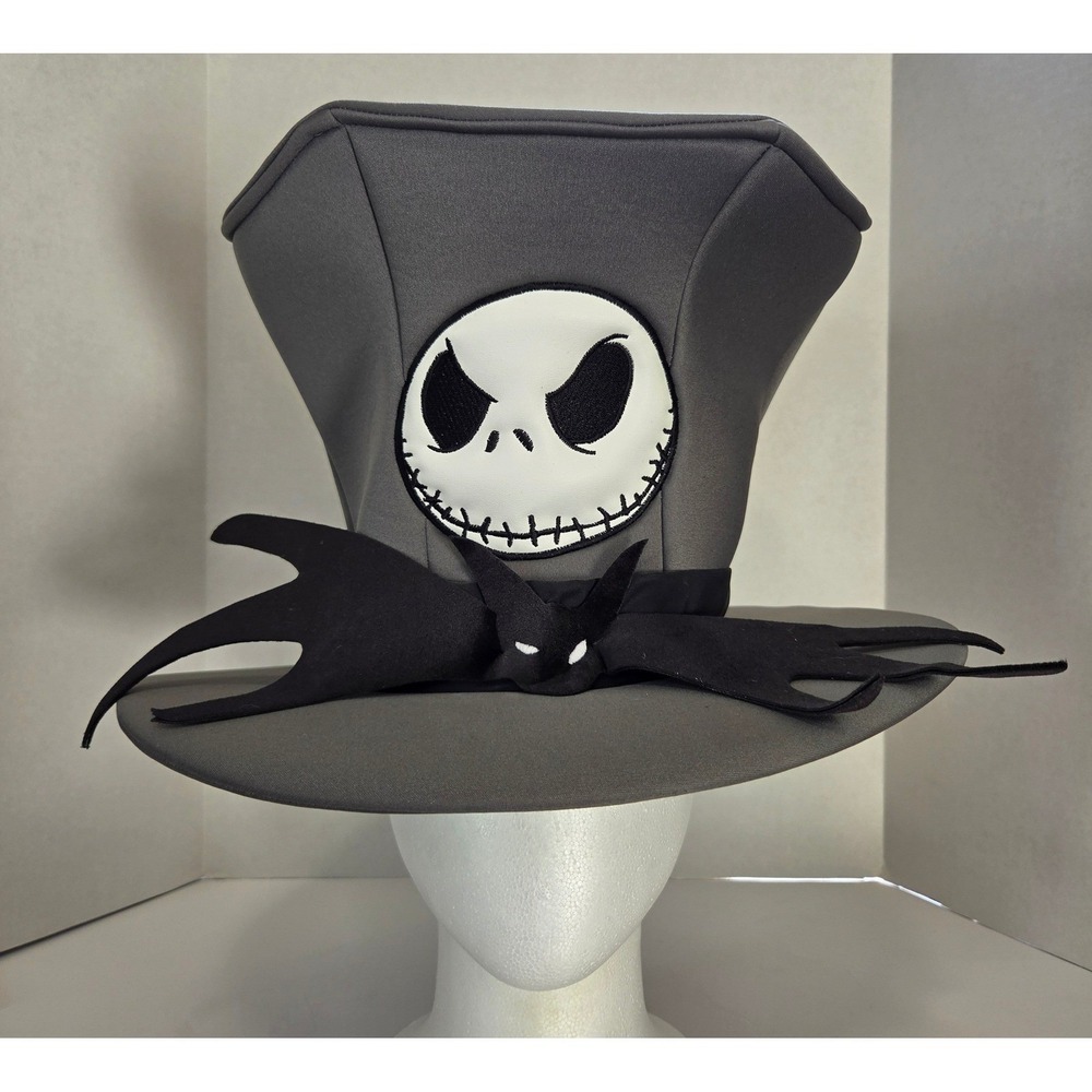 Disney Parks Nightmare Before Christmas Jack Skellington Foam Top Hat Grey Adult